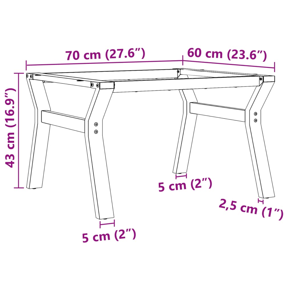 vidaXL Couchtisch-Gestell in Y-Form 70x60x43 cm Stahl