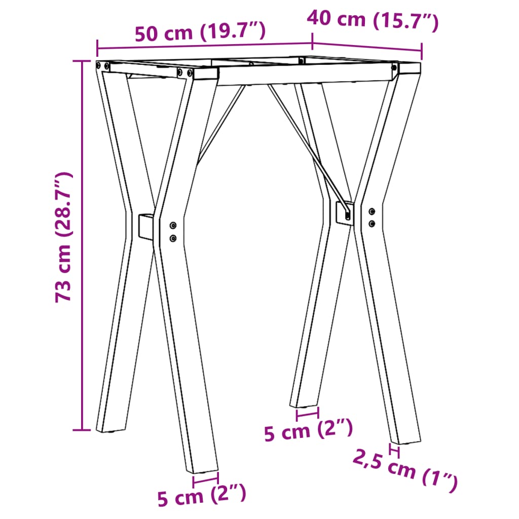 vidaXL Esstisch-Gestell in Y-Form 50x40x73 cm Stahl