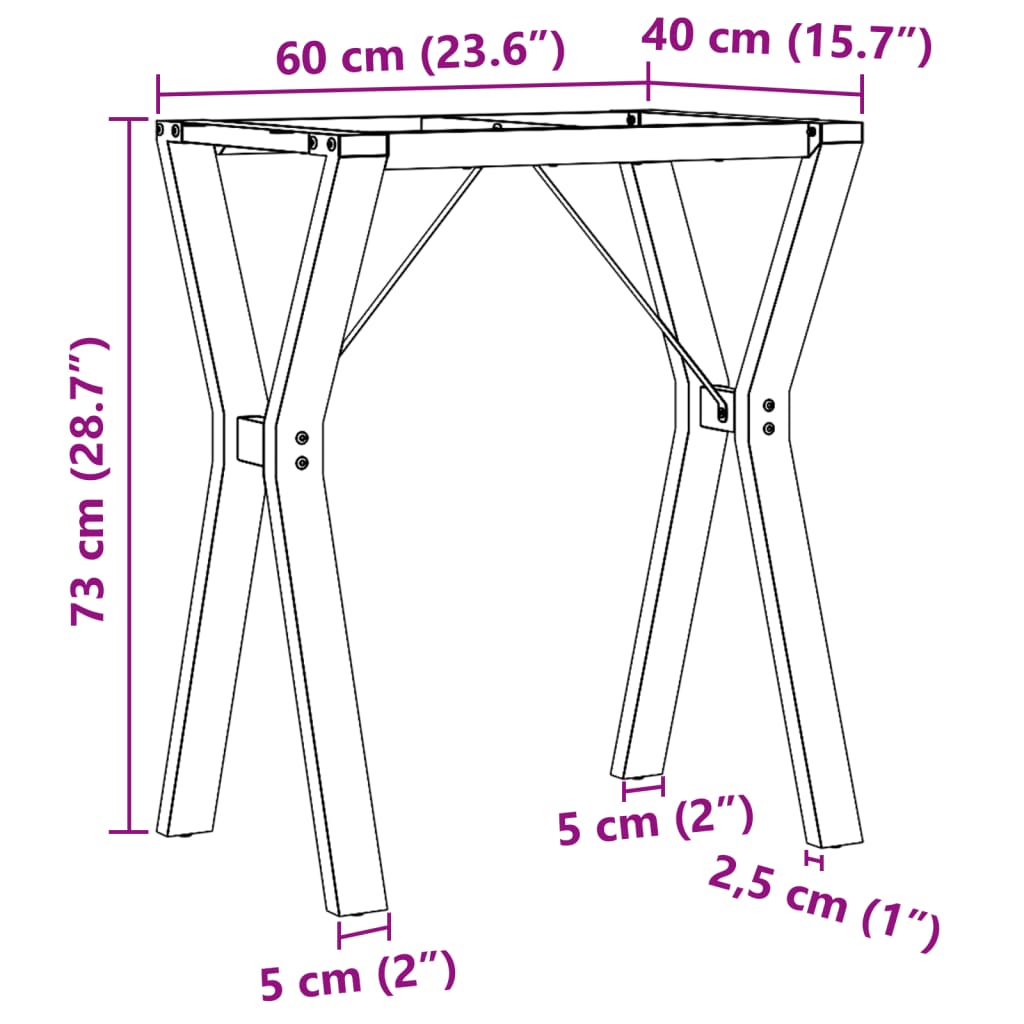 vidaXL Esstisch-Gestell in Y-Form 60x40x73 cm Stahl