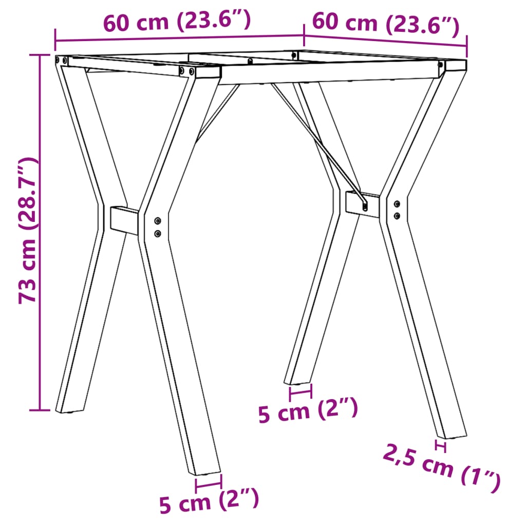 vidaXL Esstisch-Gestell in Y-Form 60x60x73 cm Stahl