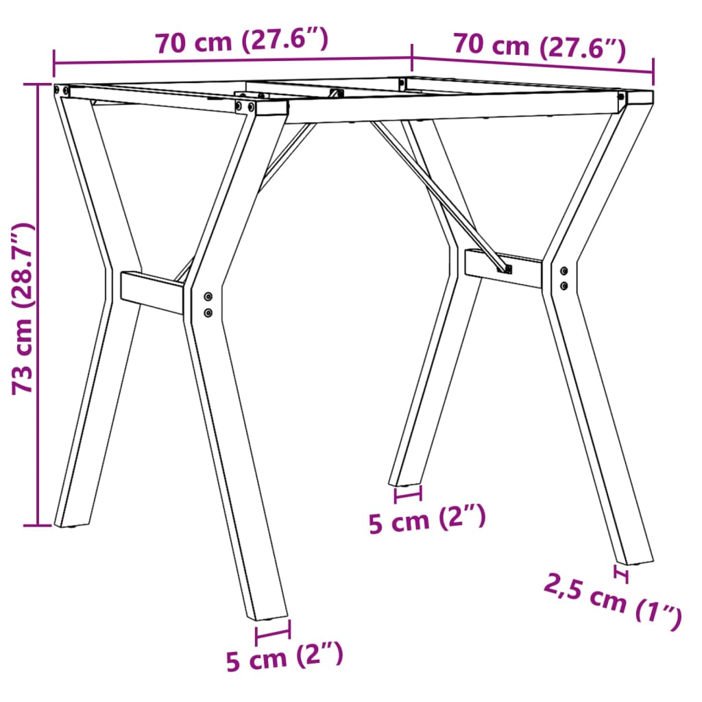 vidaXL Esstisch-Gestell in Y-Form 70x70x73 cm Stahl