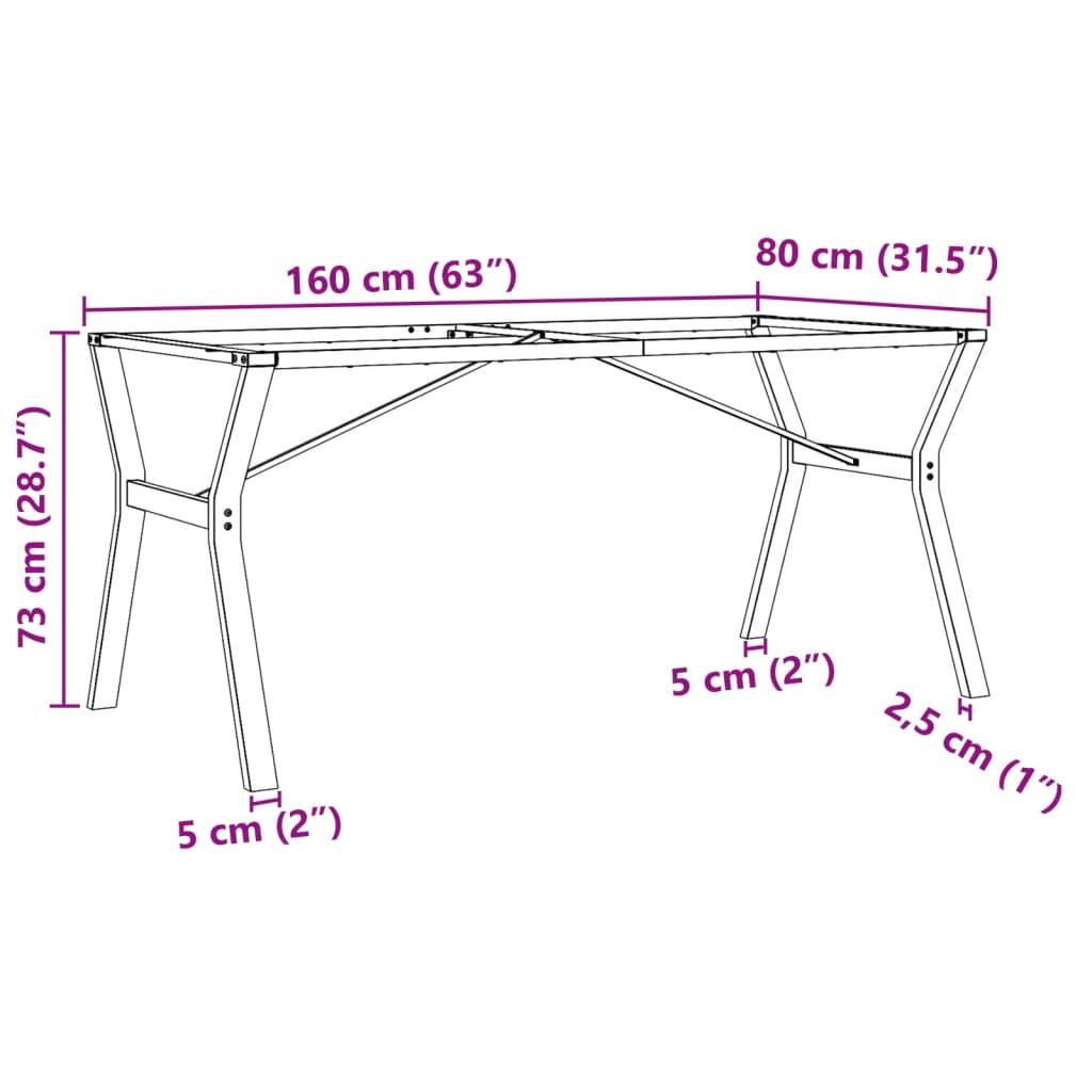 vidaXL Esstisch-Gestell in Y-Form 160x80x73 cm Stahl