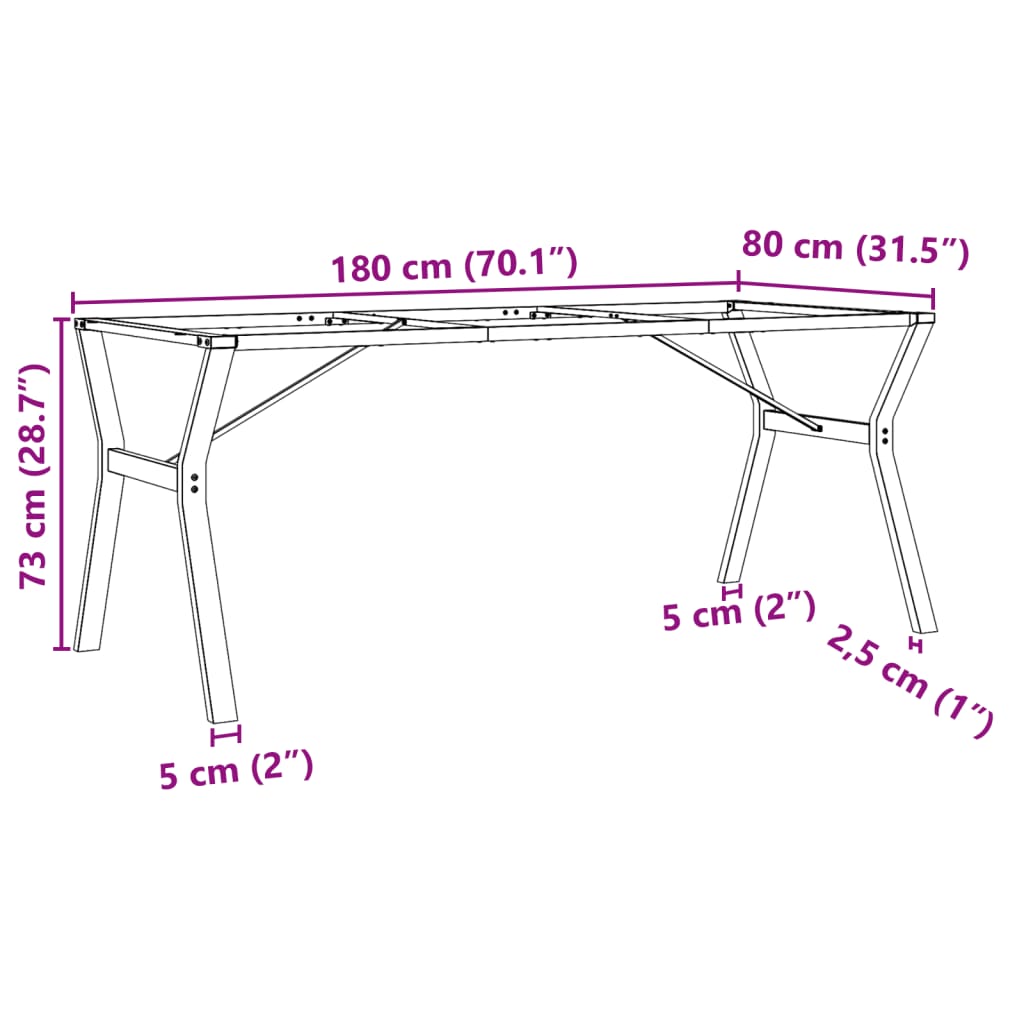 vidaXL Esstisch-Gestell in Y-Form 180x80x73 cm Stahl