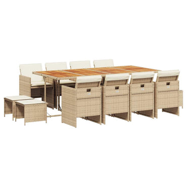 vidaXL Ensemble de salle à manger de jardin 13 pièces avec coussins, résine tressée beige