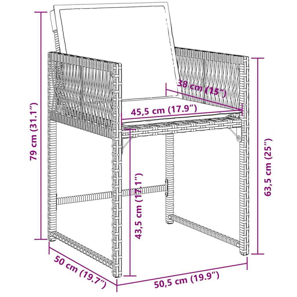 vidaXL 5-tlg. Garten-Essgruppe mit Kissen Schwarz Poly Rattan