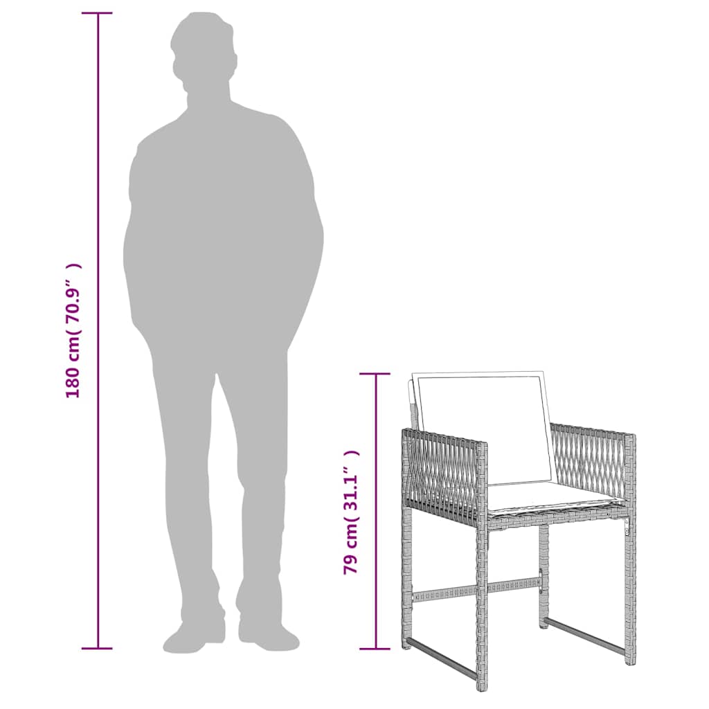 9-tlg. Garten-Essgruppe mit Kissen Hellgrau Poly Rattan