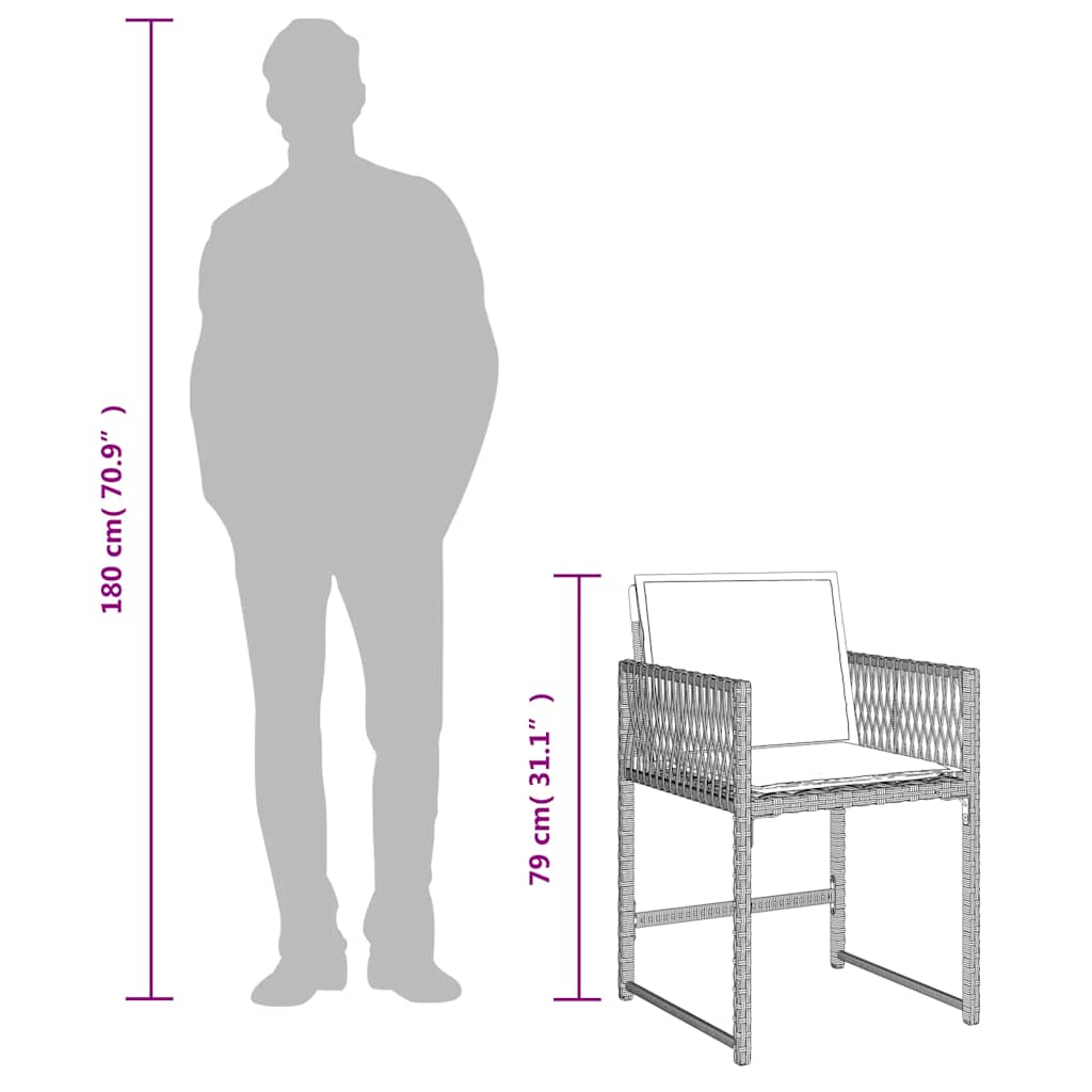 vidaXL 15-tlg. Garten-Essgruppe mit Kissen Hellgrau Poly Rattan