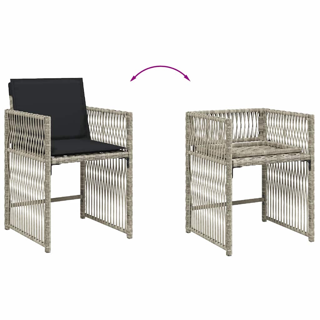 vidaXL 13-tlg. Garten-Essgruppe mit Kissen Hellgrau Poly Rattan