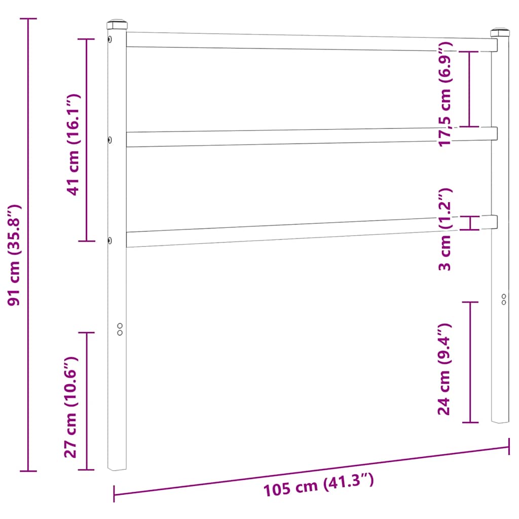 vidaXL Ersatz-Kopfteil Metall Schwarz 100 cm