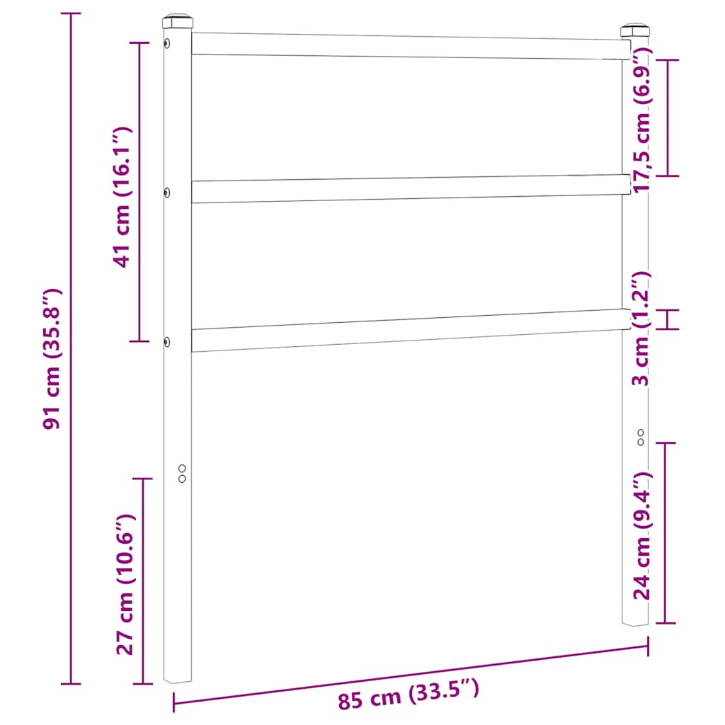 vidaXL Ersatz-Kopfteil Metall Weiß 80 cm