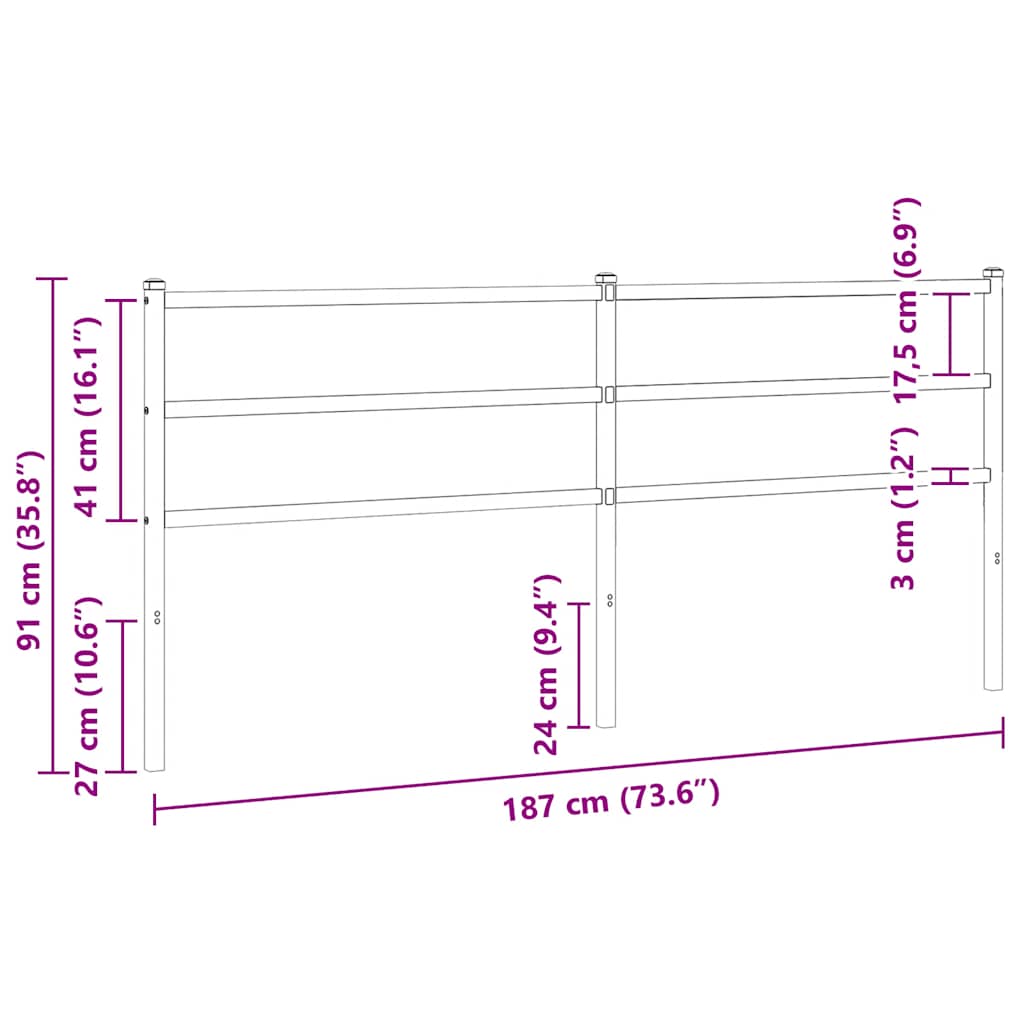 vidaXL Ersatz-Kopfteil Metall Weiß 180 cm