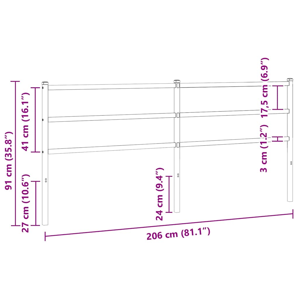 vidaXL Ersatz-Kopfteil Metall Weiß 200 cm