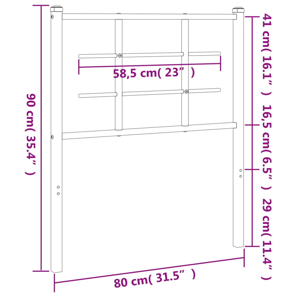 vidaXL Ersatz-Kopfteil Metall Schwarz 75 cm
