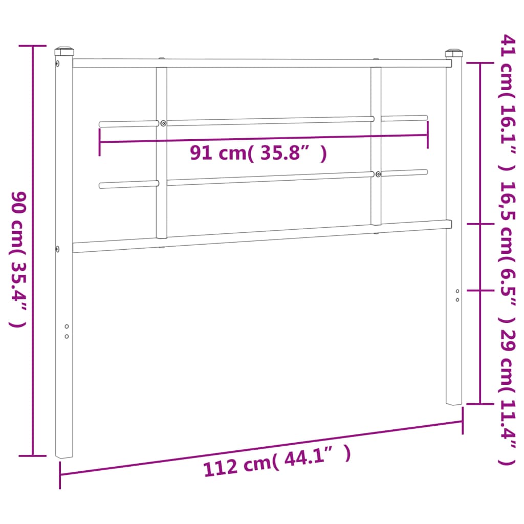 vidaXL Ersatz-Kopfteil Metall Schwarz 107 cm