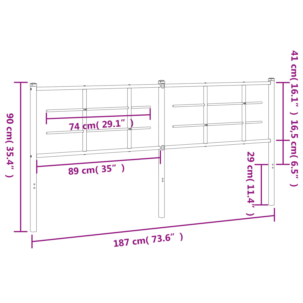 vidaXL Ersatz-Kopfteil Metall Schwarz 180 cm