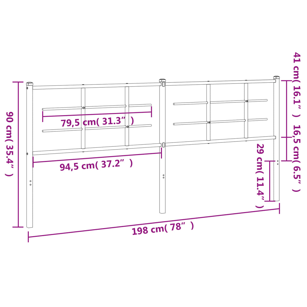 vidaXL Ersatz-Kopfteil Metall Schwarz 193 cm