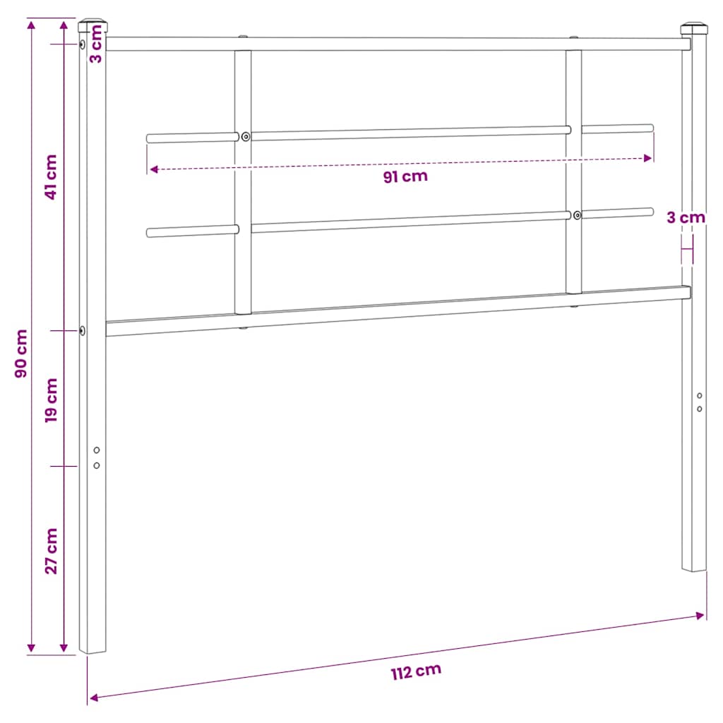 vidaXL Ersatz-Kopfteil Metall Weiß 107 cm
