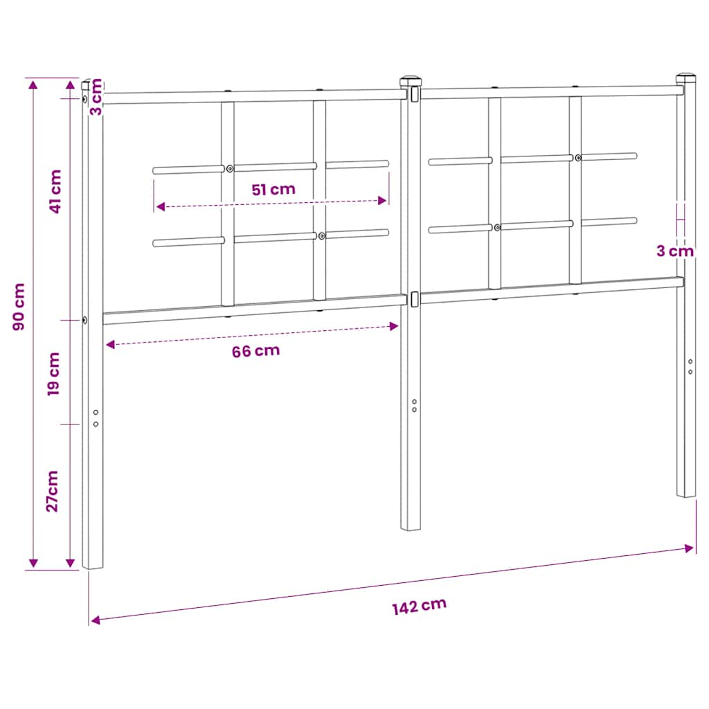 vidaXL Ersatz-Kopfteil Metall Weiß 135 cm