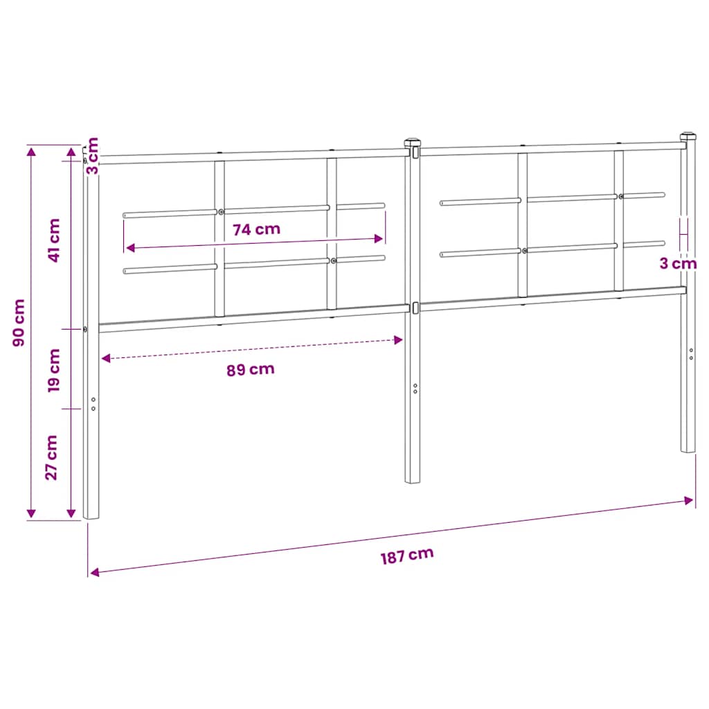 vidaXL Ersatz-Kopfteil Metall Weiß 180 cm