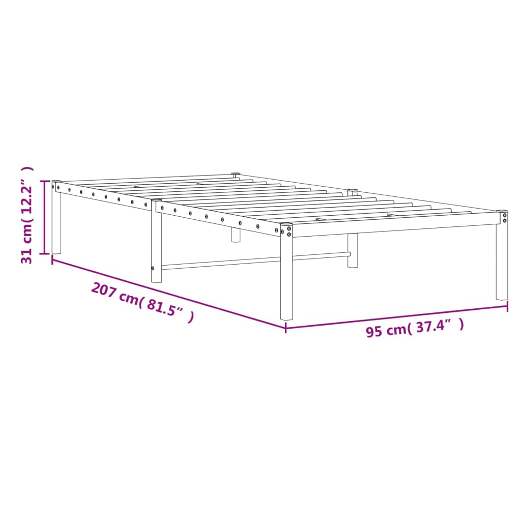 Bettgestell Metall Weiß 90x200 cm