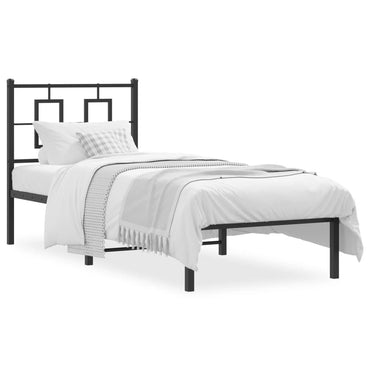 vidaXL Cadre de lit avec tête de lit Métal Noir 75x190 cm