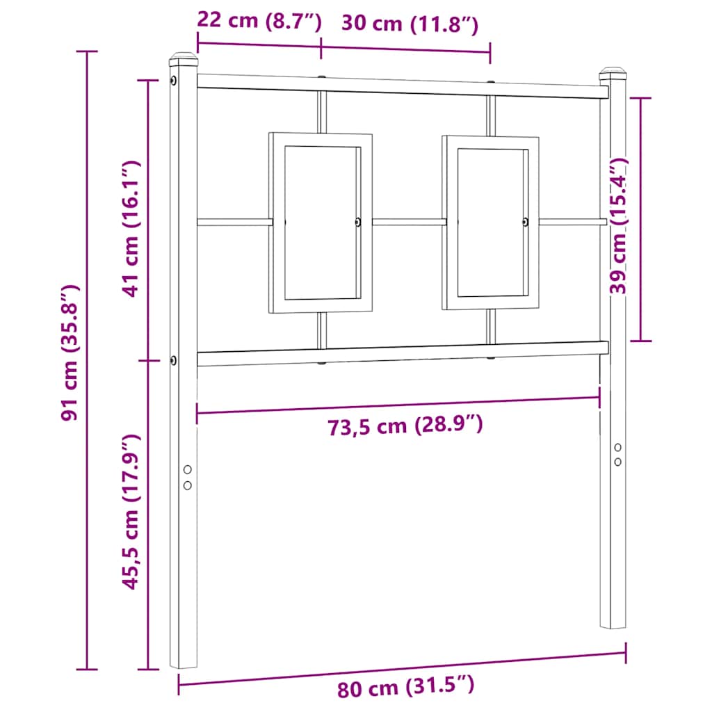 vidaXL Ersatz-Kopfteil Metall Schwarz 75 cm