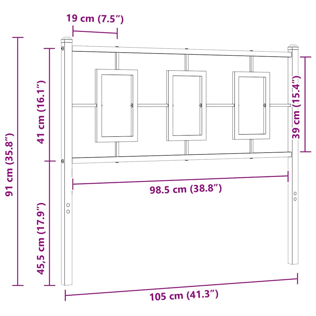 vidaXL Ersatz-Kopfteil Metall Schwarz 100 cm