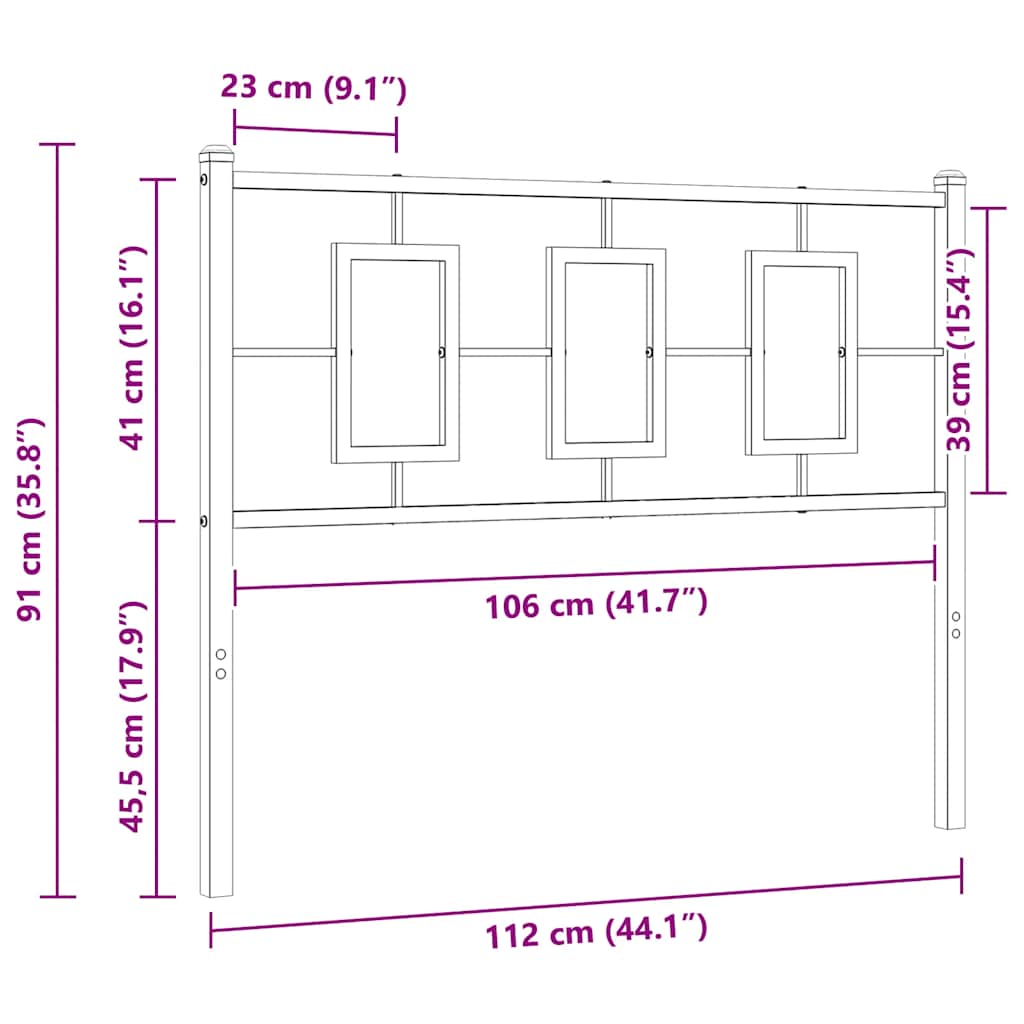 vidaXL Ersatz-Kopfteil Metall Schwarz 107 cm