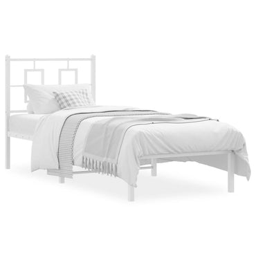 vidaXL Cadre de lit avec tête de lit Métal Blanc 80x200 cm