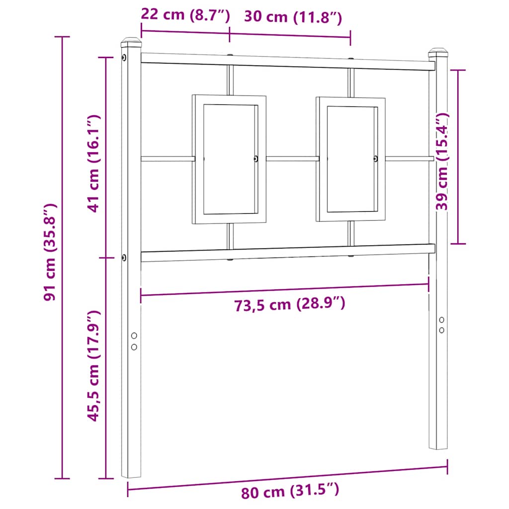 vidaXL Ersatz-Kopfteil Metall Weiß 75 cm