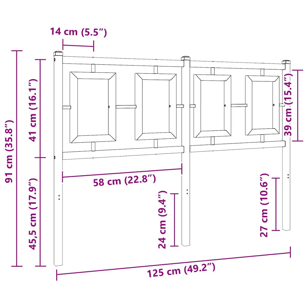 vidaXL Ersatz-Kopfteil Metall Weiß 120 cm