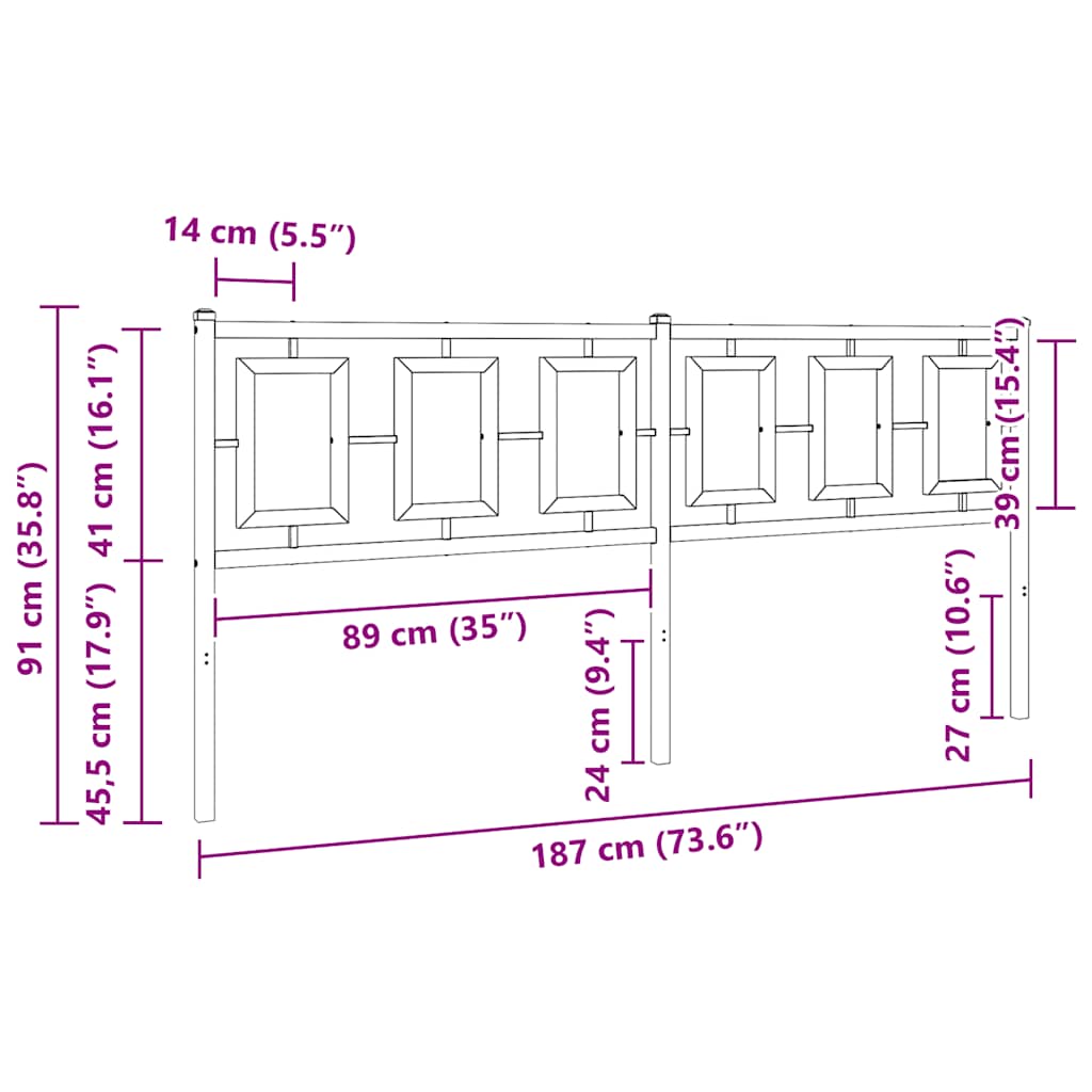 vidaXL Ersatz-Kopfteil Metall Weiß 180 cm