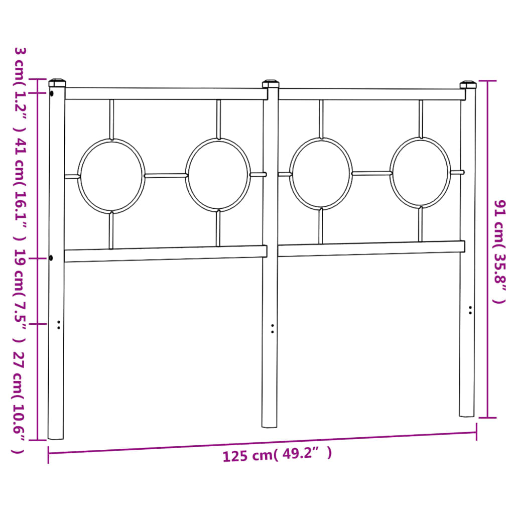 vidaXL Ersatz-Kopfteil Metall Schwarz 120 cm