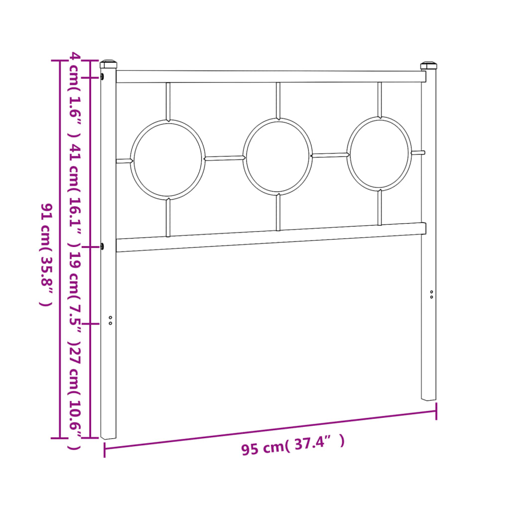 vidaXL Ersatz-Kopfteil Metall Weiß 90 cm