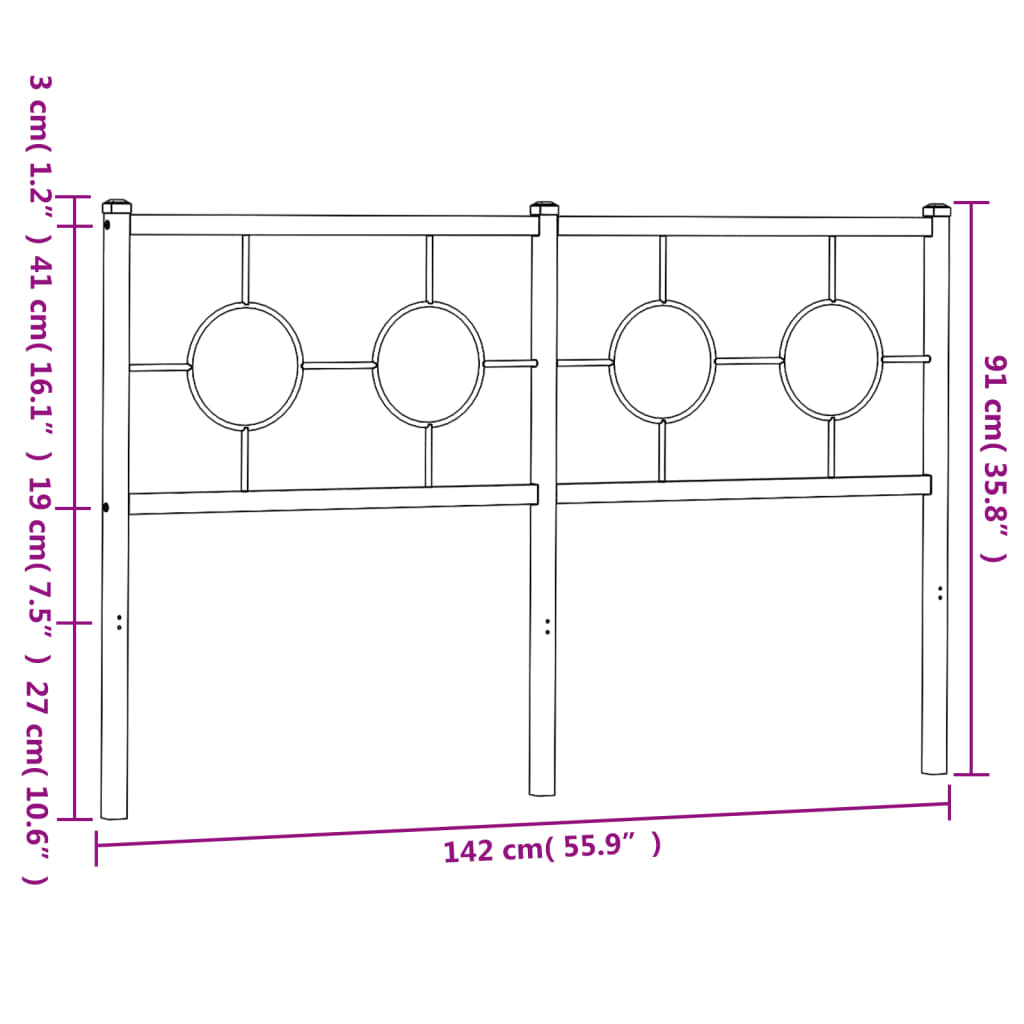 vidaXL Ersatz-Kopfteil Metall Weiß 135 cm