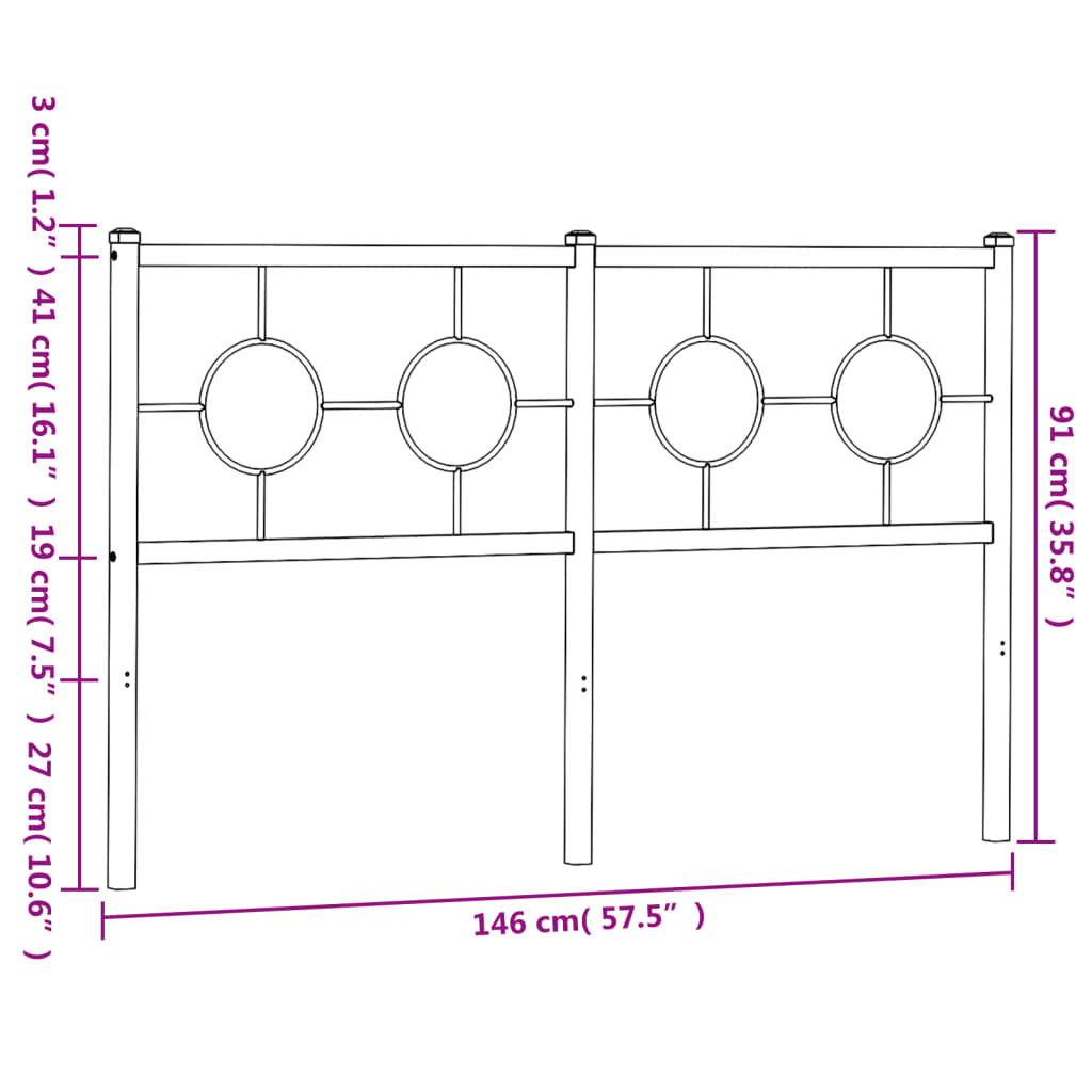 vidaXL Ersatz-Kopfteil Metall Weiß 140 cm