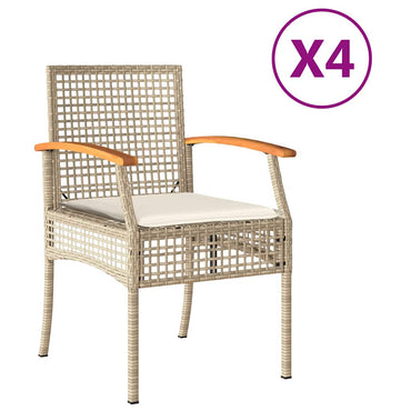 vidaXL Chaises de jardin avec coussins 4 pcs. Beige Résine tressée Bois d'acacia