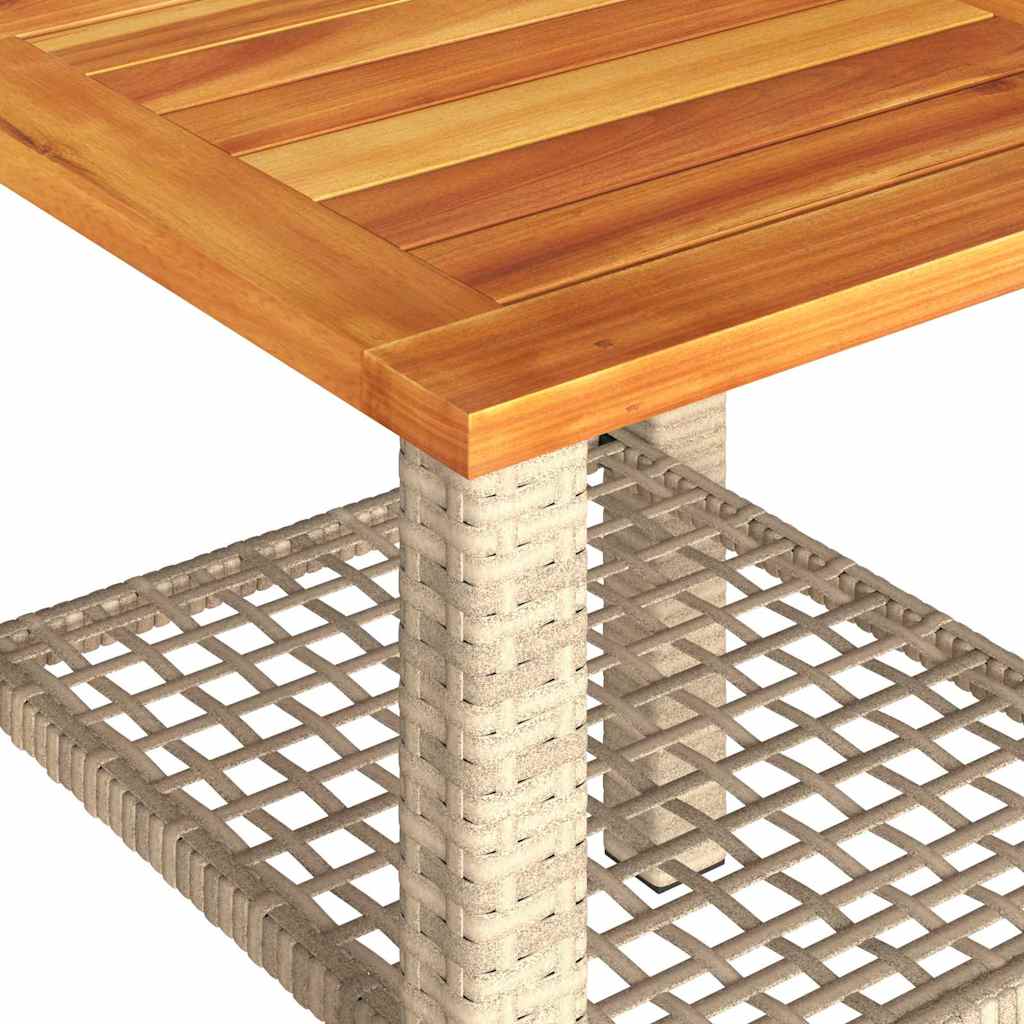 vidaXL 3-tlg. Bistro-Set mit Kissen Beige Poly Rattan Akazienholz