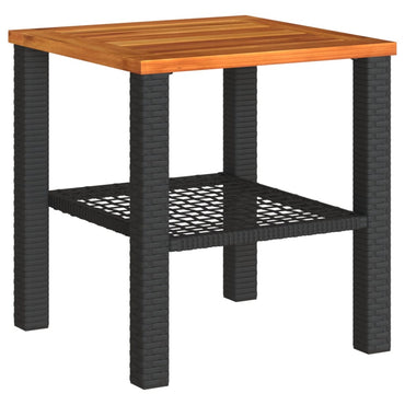 vidaXL Table de jardin noire 40x40x42 cm en rotin synthétique et bois d'acacia