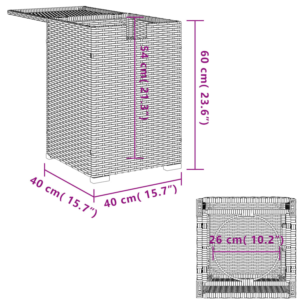 vidaXL Table cache-bouteille de gaz propane gris 40x40x60 cm rotin PE