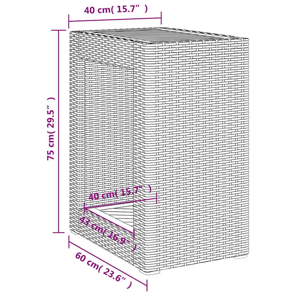 vidaXL Garten-Beistelltisch mit Holzplatte Beige Poly Rattan