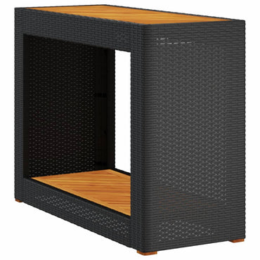 vidaXL Table d'appoint de jardin avec plateau en bois Noir Résine tressée