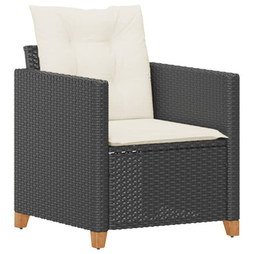 vidaXL Fauteuil de jardin avec coussins Noir Résine tressée