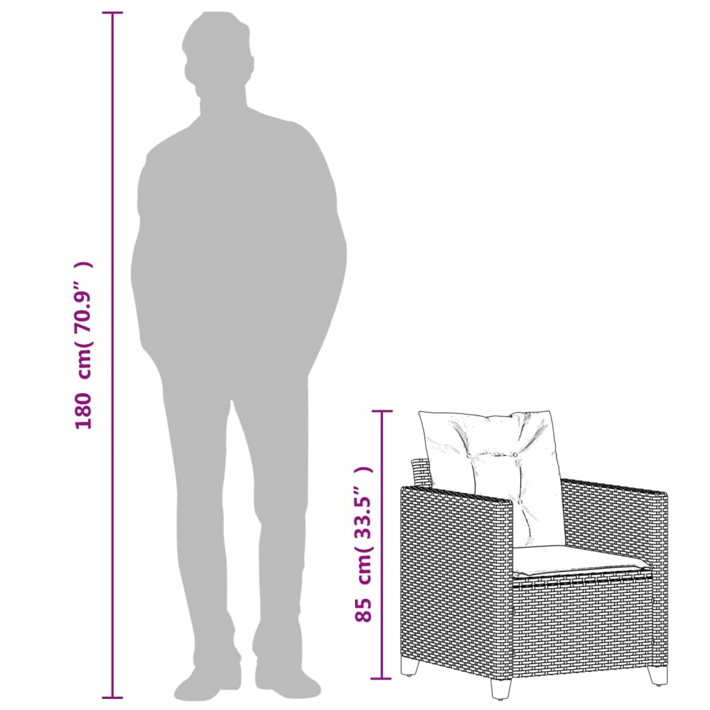 vidaXL Fauteuil de jardin avec coussins Noir Résine tressée