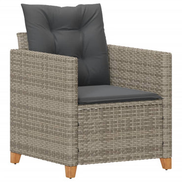 vidaXL Fauteuil de jardin avec coussin gris Résine tressée