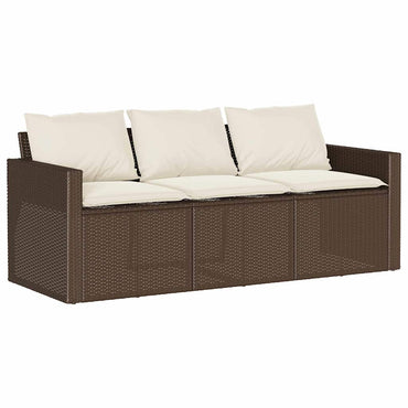 vidaXL Canapé de jardin 3 places avec coussins en résine tressée marron