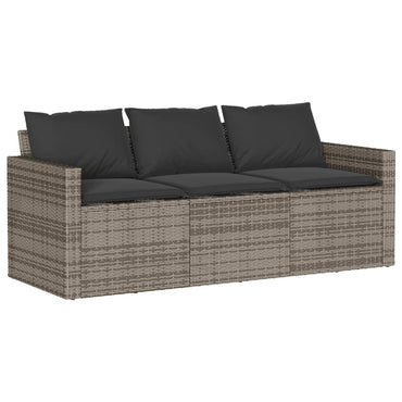 vidaXL Canapé de jardin 3 places avec coussins en résine tressée gris