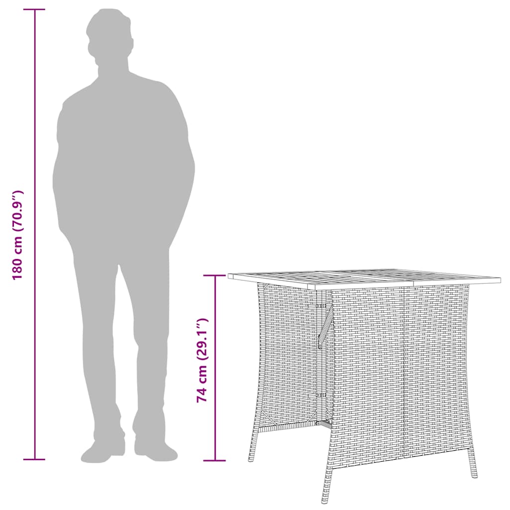 5-tlg. Garten-Essgruppe mit Kissen Grau Poly Rattan