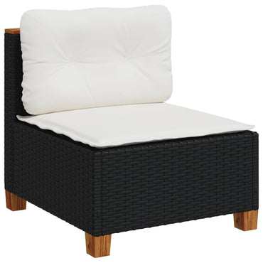 vidaXL Canapé de jardin sans accoudoirs avec coussins Noir Résine tressée