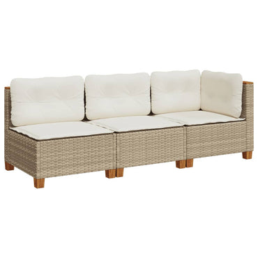 vidaXL Canapé de jardin 3 places beige en rotin synthétique avec coussins